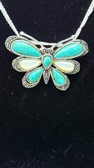 Synthetic Turquoise Stone Necklace Silver Plate 16.45g